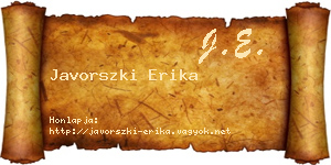 Javorszki Erika névjegykártya